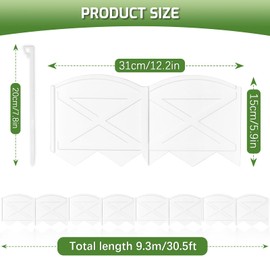 Vashly 30Ft Landscape Edging 5.9 Inch Tall Garden Edging White Garden Edging Border, 30Pcs Flower Bed Edging Border with 30Pcs Stakes