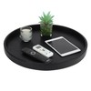 HofferRuffer Round Serving Tray 20'', Elegant Faux Leather Circle Ottoman