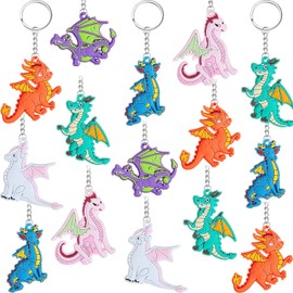 30 Llaveros de Dinosaurio Regalos de Fiesta de Dragón Llaveros de PVC para Niños Mujeres Hombres Suministros para Fiesta de Cumpleaños Decoraciones Bolso de Coche Cartera Joyería