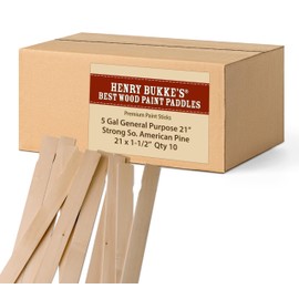 Henry Bukke's Best 5-Gallon Paint Stir Sticks – 10 Ct, 21” x 1.5” – Strong South American Pine, Heavy-Duty for Industrial, Utility, and Craft Projects