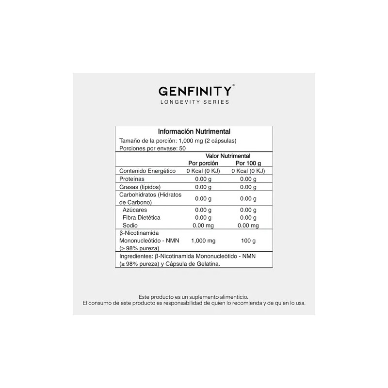 Nmn Ultra Pure - 1,000mg Por Dosis - 100 Cáps