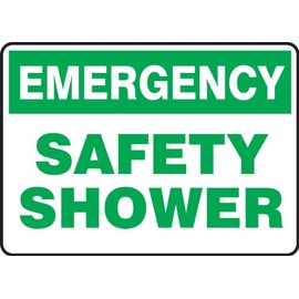 ACCUFORM SIGNS MFSD919VA Aluminum Safety Sign, Legend "Emergency Safety Shower", 10-Inch Lengthx14-Inch Widthx0.040-Inch Thickness, Green on White