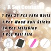 24Pcs Ombre Red Press on Nails Medium Almond Fake Nails
