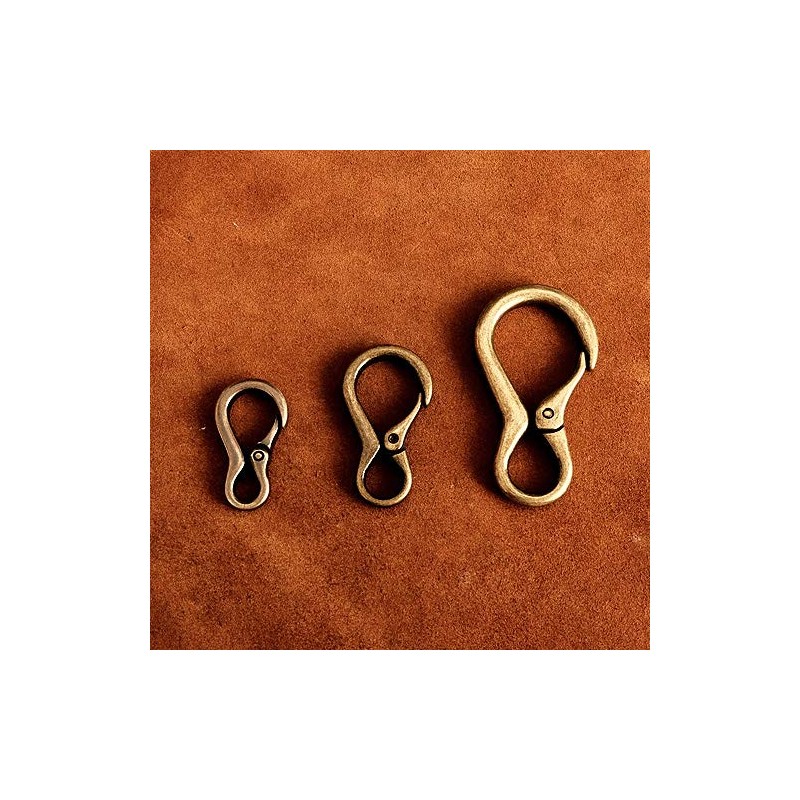 BRASS STORE Carabiner Keychain with Antique Double Ring (Bronze Small)