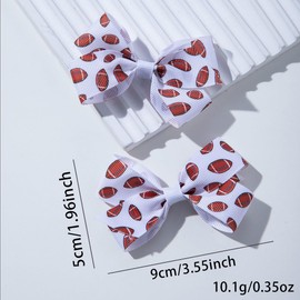 Baseball Hair Bow Clip Softball Hair Bow Women Girls Sport Bow Hair Clip Hair Accessories 4Pcs Pack ZFJ49 (Rugby Set)