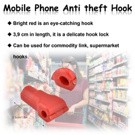 Pack of 100 Red Plastic Anti-Theft Security Lock Hooks with Release Magnetic Special for Display (Opening 6 mm)