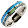 MJ Metals Jewelry Stainless Steel Polished 6mm Faux Opal Inlay
