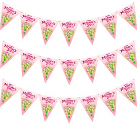 2Pack Happy Mothers Day Banner, Mother's Day Glitter Banner, Mothers Day Hanging Garland, Mother's Day Party Decoration, Mothers Day Triangle Flags for Mom Gift Mother's Day Party Decoration