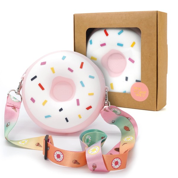 CONTRACONTACT Adorables Girl Purse Donuts STRAWBERRY in boxes as gift, Donut Purses as Kids Toys for age 3 4 5 year old, Doughnuts crossbody as little Gifts trendy stuff