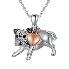 HUKKUN English Bulldog Gifts Bulldog Necklace Sterling Silver English Bulldog Necklace Bulldog Dog Jewellery for Women