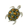 Ladies Green Enamel Turtle Brooch Pin Silver Plated 4cm x