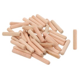 sourcing map 50Pcs 1/4"x1-3/16" (6mmx30mm) Wooden Dowel Pins, Fluted Wood Beveled Ends Tapered Dowel Hardwood Pegs, Wood Dowels Rods for Furniture, DIY Crafts