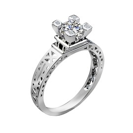 BaiLing Fashion Anillo de Boda Chapado en Oro Blanco Estilo Solitario Eiffel Tower con circonita cúbica AAA Redonda, Anillo de Compromiso, joyería de Moda para Mujeres