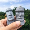 2PCS Easter Island Figurine Keychains, Moai Statue Sculpture Keyring Pendant
