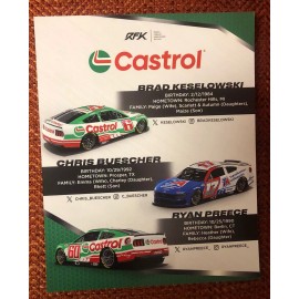 Nascar RFK Drivers Preece, Keselowski, Buescher 2025 Castrol Postcard