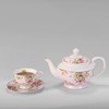 Pulchritudie Pink Azalea Porcelain English Teapot, Coffee Pot, Golden Rim,