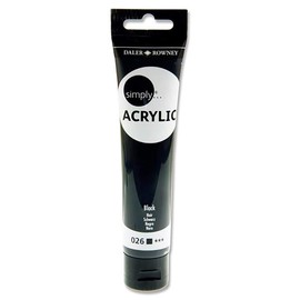 Daler-Rowney Simply Acrylic Paint, Plastic Tube, 2.54oz - 75 ml, Black