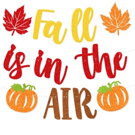 Pre-Assembeld Fall is in The Air Banner Hello Fall Banner Thanksgiving Fall Decoration Autumn Pumpkins Maple Leaves Hello Fall Decorations Fall Thanksgiving Day Mantel Fireplace Decorations