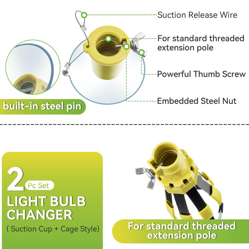 Dreyoo 2 Piece Set Light Bulb Changer, Standard Incandescent Bulb