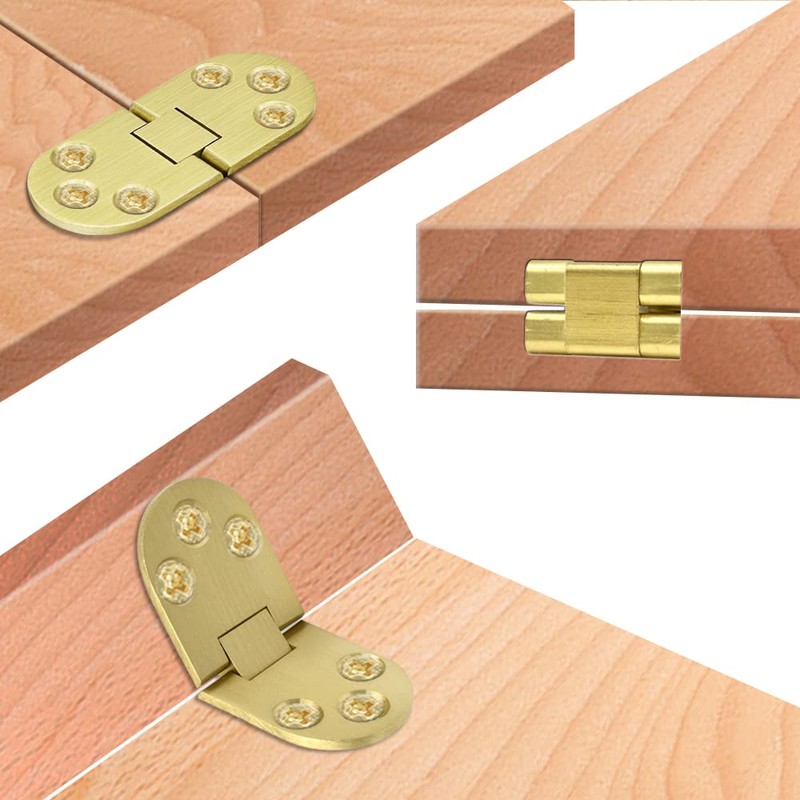 SHRJ 4 Pcs Brass Butler Tray Hinge Round Edge, 180