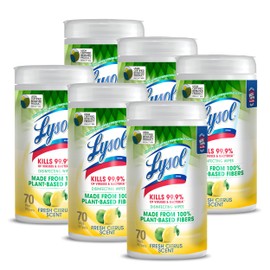 LYSOL Biodegradable Disinfecting Wipes - Fresh Citrus 70 count (Pack of 6)