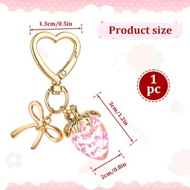 Apausvcm Strawberry Keychain, Cute Strawberry Bag Charms for Women Girls Bow Heart Key chains Strawberry Themed Charm Accessories for Handbags Bag Purse Wallet Cellphone Car (Pink)