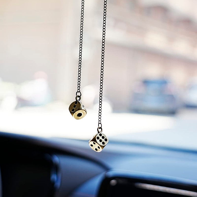 AMIORO Creative Hanging Dice with Dots Car Metal Pendant Rear