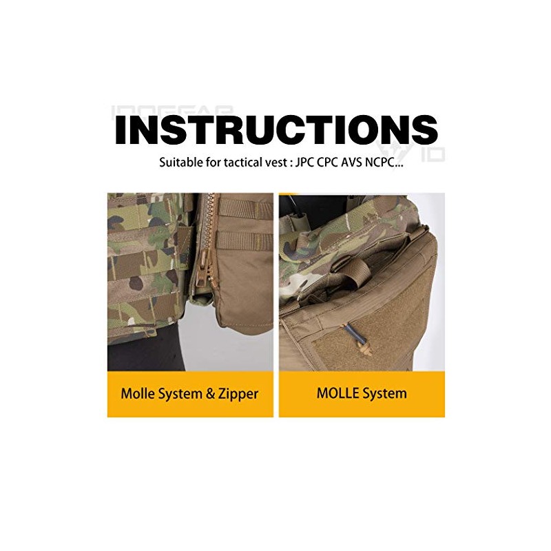 IDOGEAR Tactical Zip-on Panel Pouch Military Backpack Vest Accessory Bag