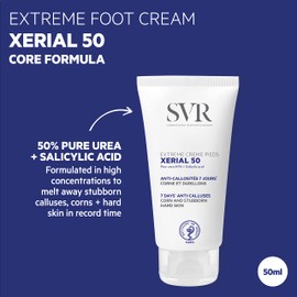 SVR XERIAL 50 Extreme Foot Cream with 50% Pure Urea for Severely Dry, Cracking, Rough, Stubborn Hard Skin Prone to Corns and Calluses, 50ml