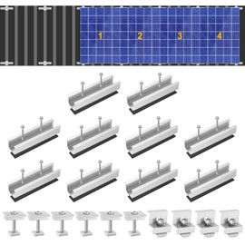 M METERXITY 10 PCS Solar Panel Mounting Brackets Kits, Aluminum Alloy 120mm Z Bracket Solar Panel Mounting Rails, 30mm/35mm End Clamp & Mid Clamp for Flat, Metal, Tin, Sheet Roof