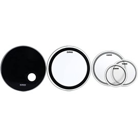 Evans EMAD Bass Drum System Bundle - 22 inch + Evans EC2S Frosted 3-piece Tom Pack - 10/12/16 inch Value Bundle