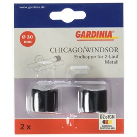 GARDINIA 2 x Chicago Series Curtain Pole End Caps Diameter 20mm Metal Black