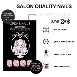 Christmas Press on Nails Short Oval OFDNE Red Glitter French Tip Fake Nails False Nails with Designs Cute Christmas Hat Full Cover Glossy Glue on Nails Stick on Nails for Women Girls 24 Pcs
