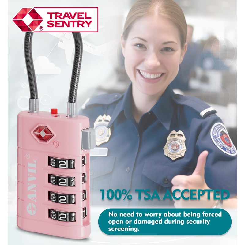ANVIL 4 Digit Luggage Locks, TSA Locks for Luggage, Advanced