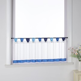 Yujiao Mao Colourful Small Coffee Curtain Terri Yarn Panel Curtains H x W 45 x 90 cm Blue