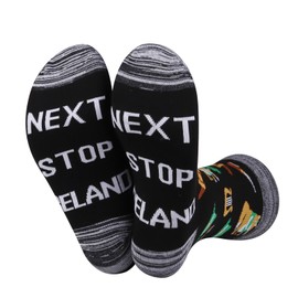 JXGZSO Iceland Trip Gift Next Stop Iceland Socks Iceland Travel Themed Socks Iceland Symbols Gift Iceland Culture Gift, Black-next Stop Iceland, Medium-Large Tall