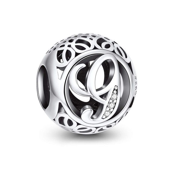 NINGAN 925 Sterling Silver Alphabet Letter Charm Bead Fits European