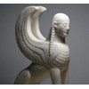 Sphinx Greek Mythical Woman Head Lion Statue Cast Marble Sculpture