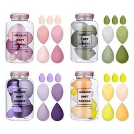 COSLUXE Makeup Sponge Set Beauty Blender with Egg Case, Soft Sponge For Liquid Foundation, Creams, and Powders?Latex Free Wet and Dry Makeup (Purple Series, 4 Big + 3 Mini -7 Pcs set)