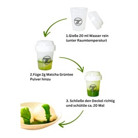 ZURMATRADE Matcha Mini Shaker Cup ToGo, Portable Shaker Cup, Bottle, Mini Shaker for Matcha Yamamasa Koyaman, Matcha Shaker, Matcha Preparation Set, Mixing Cup, Takeaway Shaker