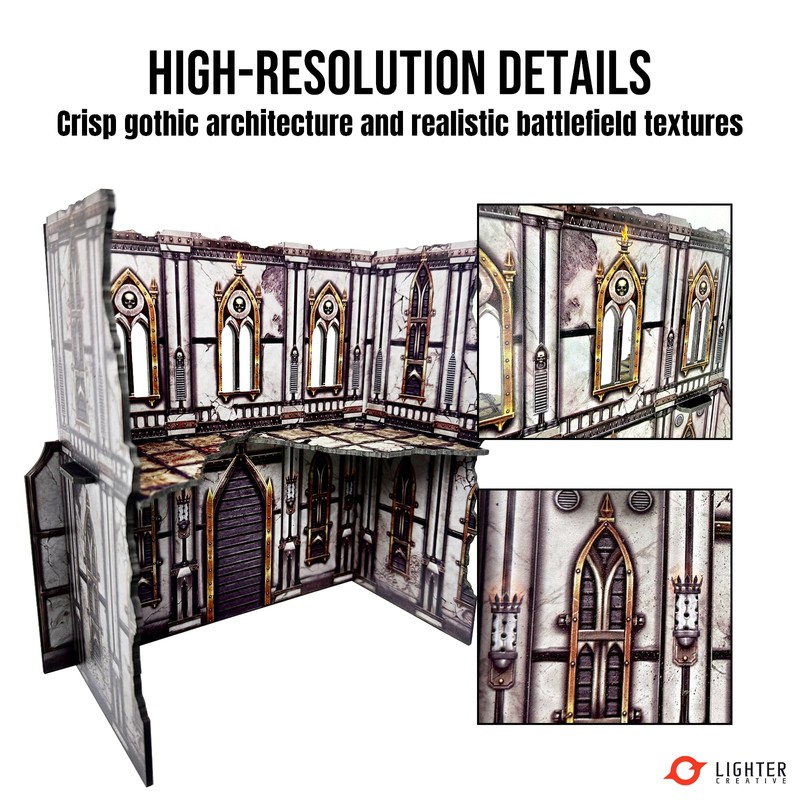 Lighter Creative 10PCS 40K Terrain Set with 16PCS Bases for
