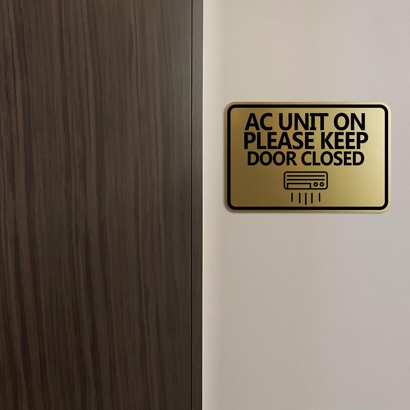 Classic Framed AC Unit On Please Keep Door Closed Sign