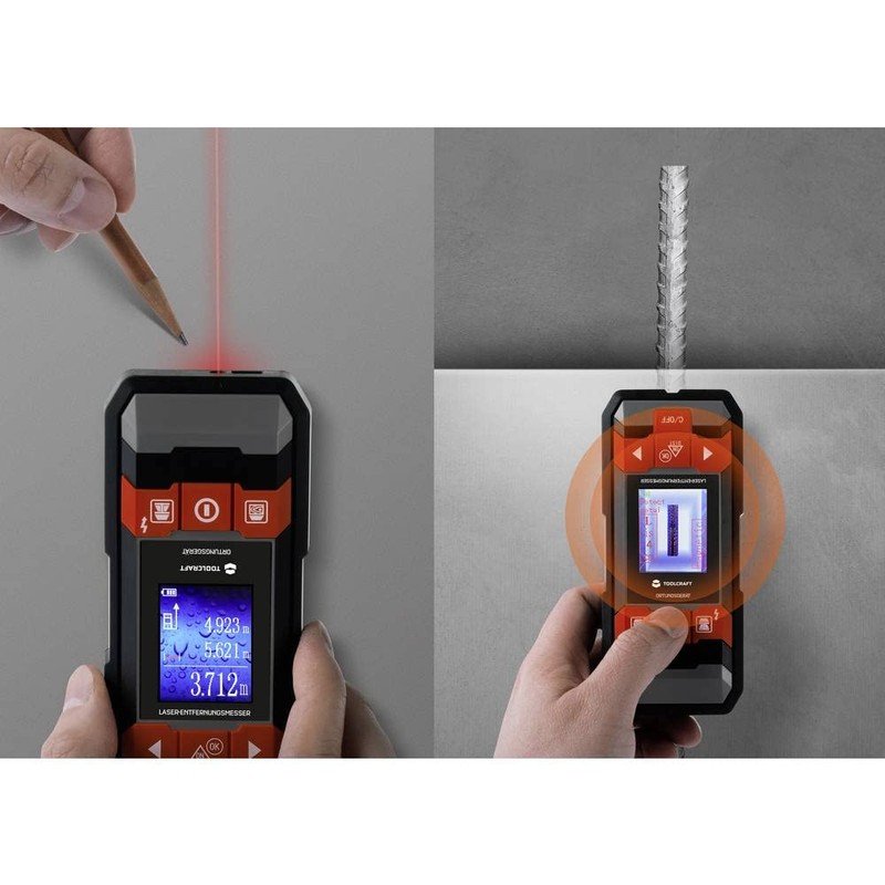 TOOLCRAFT Detector with Laser Rangefinder LDM D30 Suitable for Non-ferrous