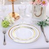 Moretoes 100PCS Gold Plastic Plates Disposable,Party Plates White Gold Rim,
