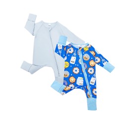 Bow Dream - Pijama de rayón de bambú para bebé, ropa de bebé para niños y 2 vías con cierre, ropa de bebé para niñas, Galleta de comida/azul claro, 1-3 Meses