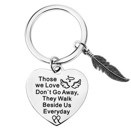 Prasacco Memorial Gifts Keyring for Loss of Loved, Remembrance Gifts for Family Member Father Mother Memory Keyring Remembrance Gift Those We Love Don't Go Away They Walk Beside Us Everyday