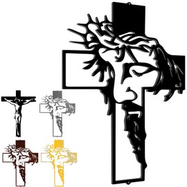 LBLNUGURI Carved Wall Cross for Church, Home, and Baptism Decor - Unique crucifix with Intricate Carved Patterns for Religious Occasions, Black