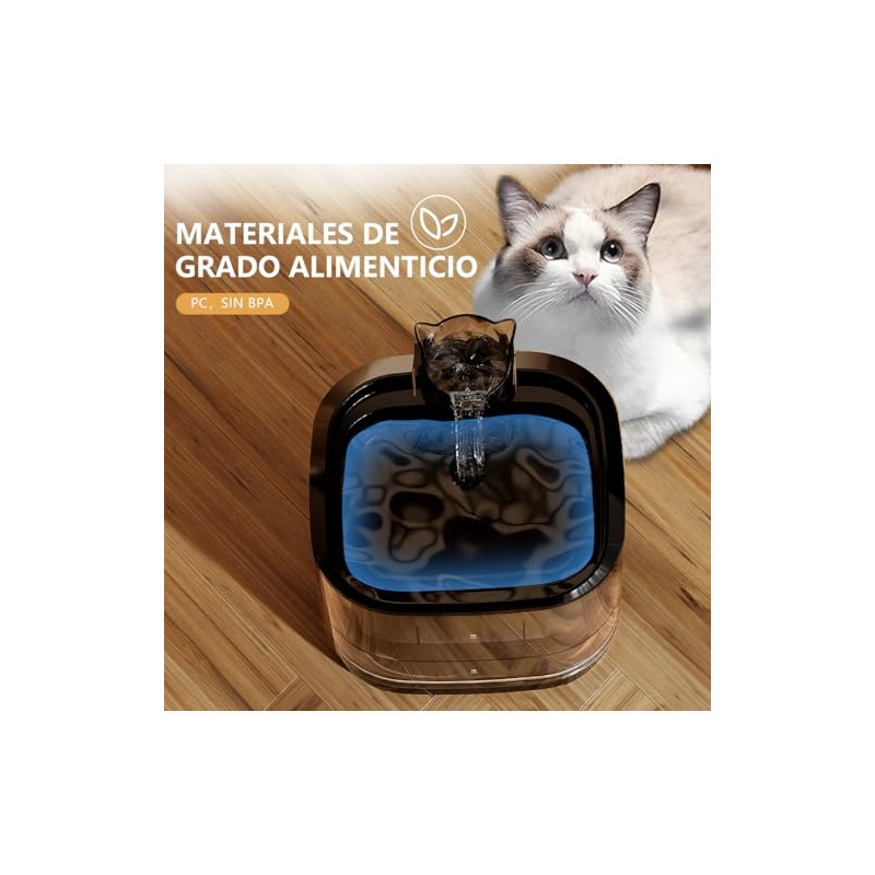 4L/135oz Bebedero para Gato con Luz LED, Fuente de Agua