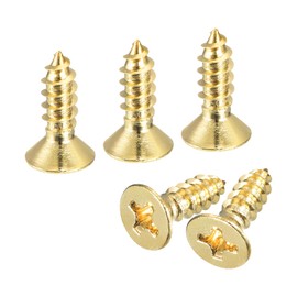 sourcing map 40Pcs Brass Wood Screws, M3.5 x 12mm Phillips Flat Head Self Tapping Screw WoodWorking Screw for Door Hinges, Wooden Furniture, Home Appliances