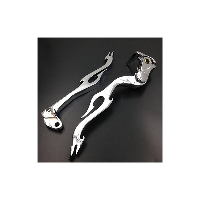 XKH- Motorcycle Chrome Brake Clutch Flame Lever Compatible with Suzuki
